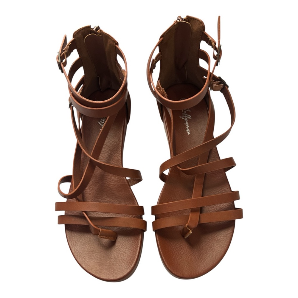 Luffymomo Cute Tan Strappy Sandals, Size‎ 8